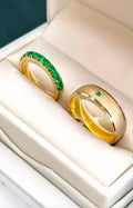 Emerald Eternity Couple Ring Set — 18K Gold & Genuine Emerald