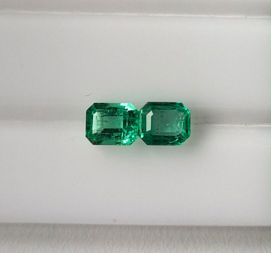 Natural Afghan Emerald Pair – Octagon Cut 1.77 Ct Each