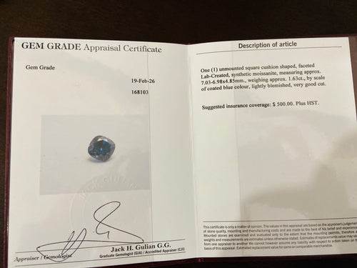 One (1) unmounted square cushion shaped