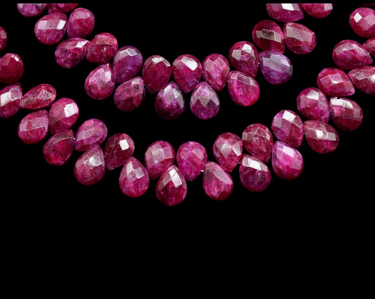 Ruby Drops,Jewelry making beads,Supplies Ruby 6x8 Briolettes,Natural Ruby Beads,Faceted Ruby Beads,Ruby Beads,Ruby Faceted Pear Briolettes