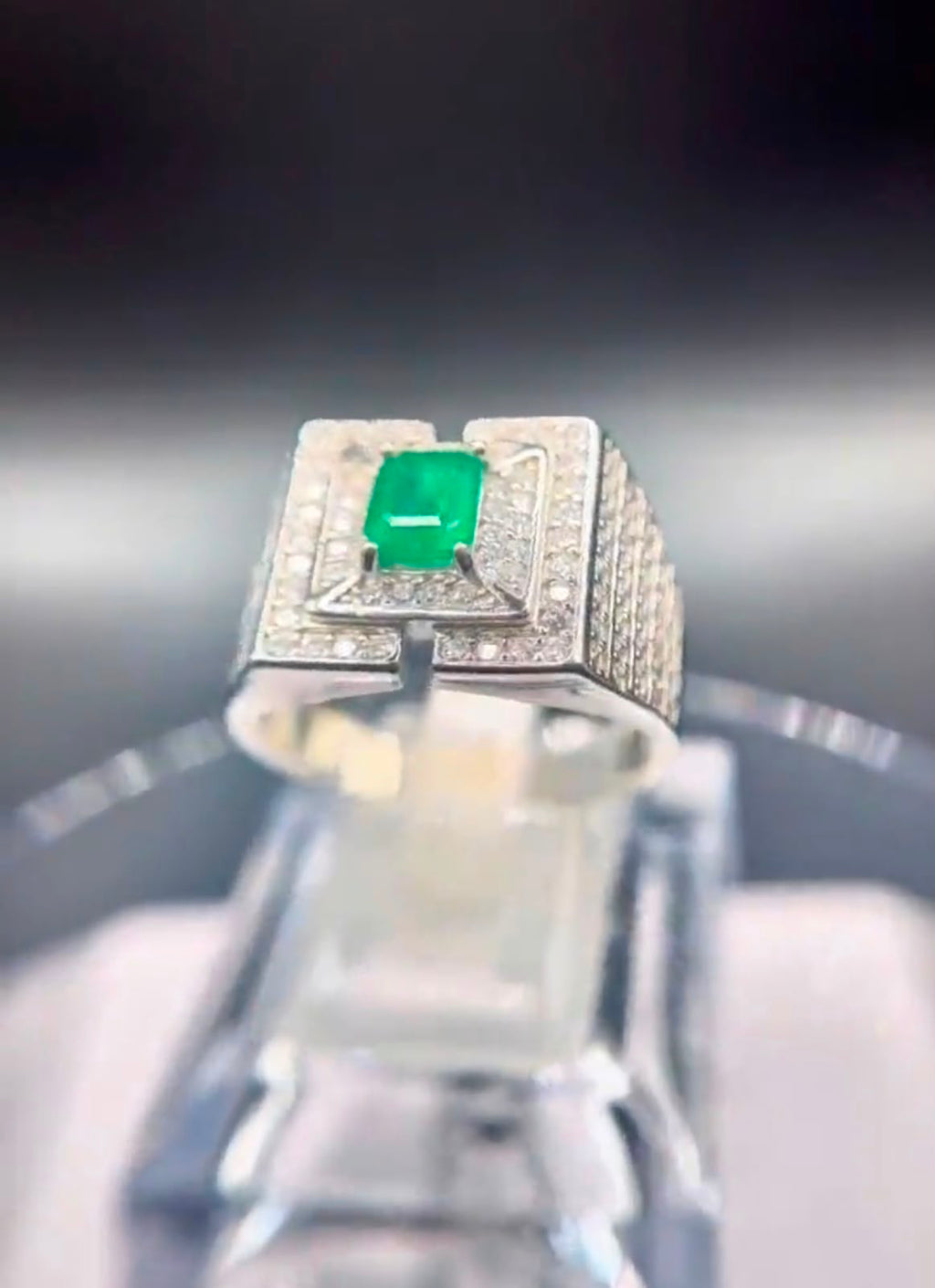 Natural Afghanistan Panjshir Emerald Ring 925 Sterling Silver and Moissanite