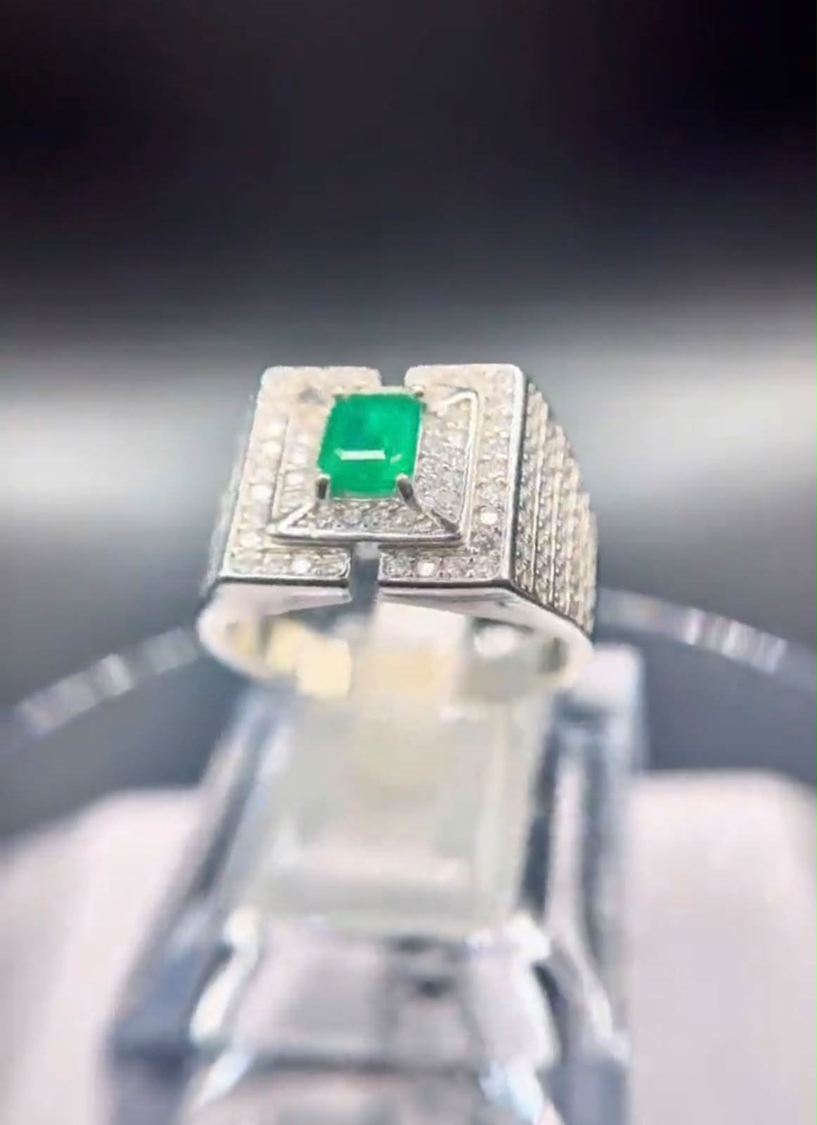 Natural Afghanistan Panjshir Emerald Ring 925 Sterling Silver and Moissanite