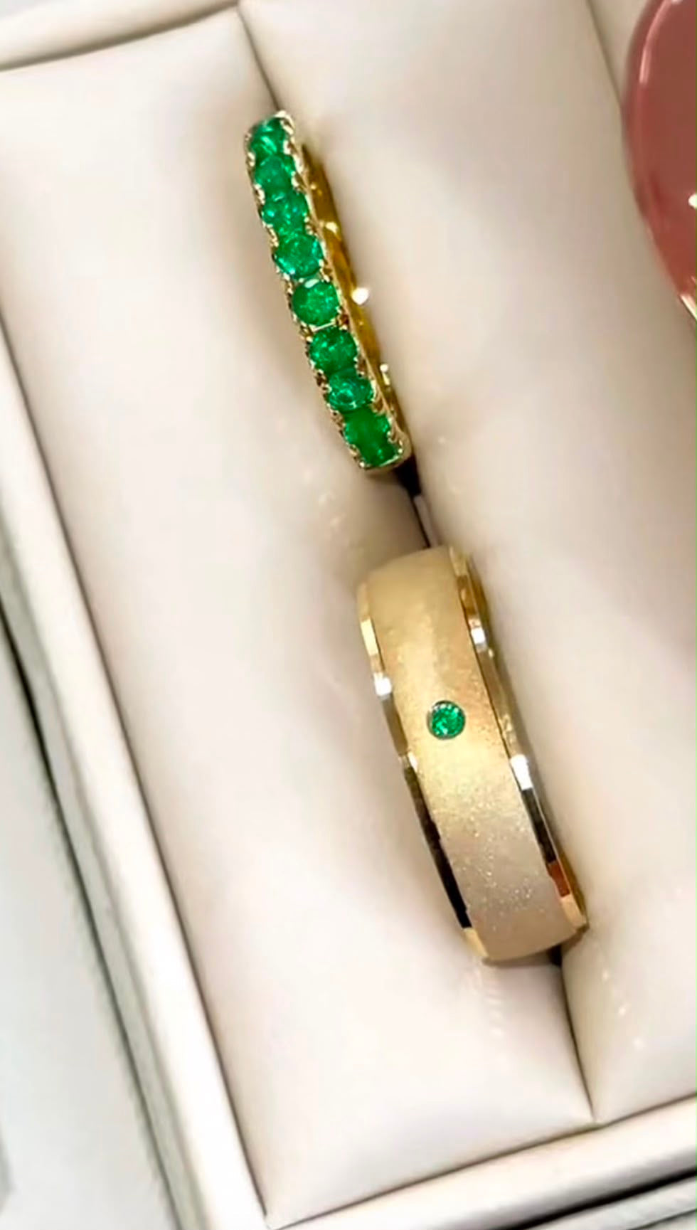 Emerald Eternity Couple Ring Set — 18K Gold & Genuine Emerald