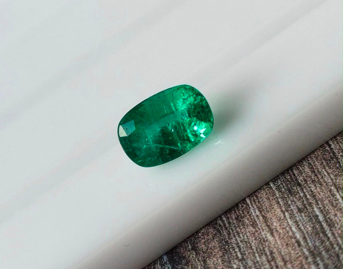Natural Afghan Panjshir Emerald – Cushion Cut 1.32 Ct