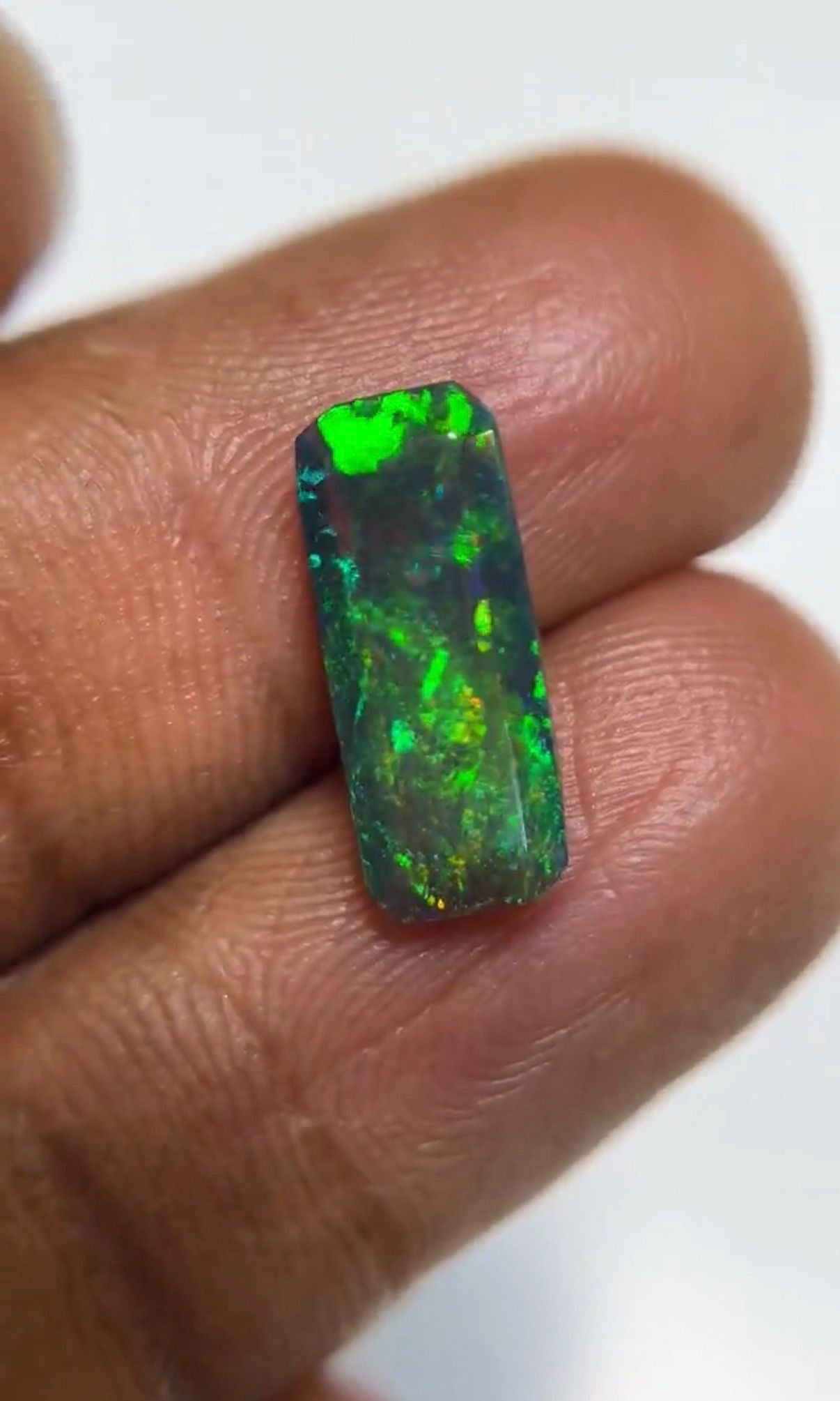 Natural Ethiopian Black Opal Faceted Cut Rectangle Loose Gemstone | Fire Opal | 14x6x4 MM | P1892