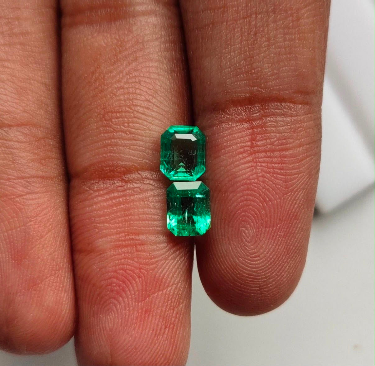 Natural Afghan Emerald Pair – Octagon Cut 1.77 Ct Each