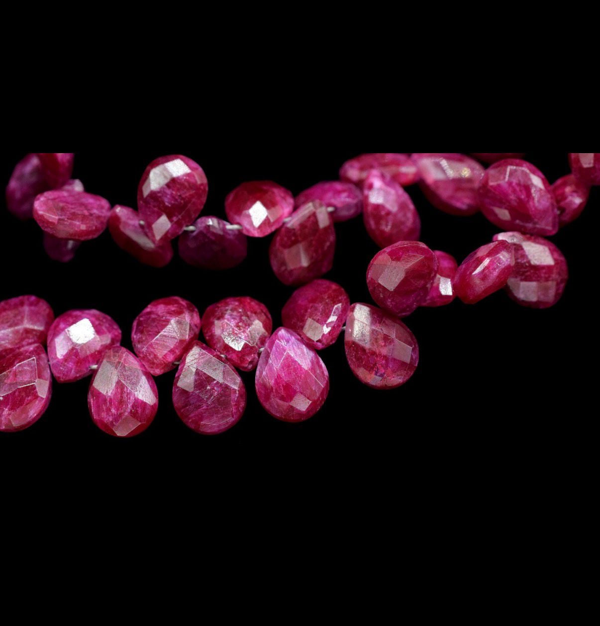 Ruby Drops,Jewelry making beads,Supplies Ruby 6x8 Briolettes,Natural Ruby Beads,Faceted Ruby Beads,Ruby Beads,Ruby Faceted Pear Briolettes