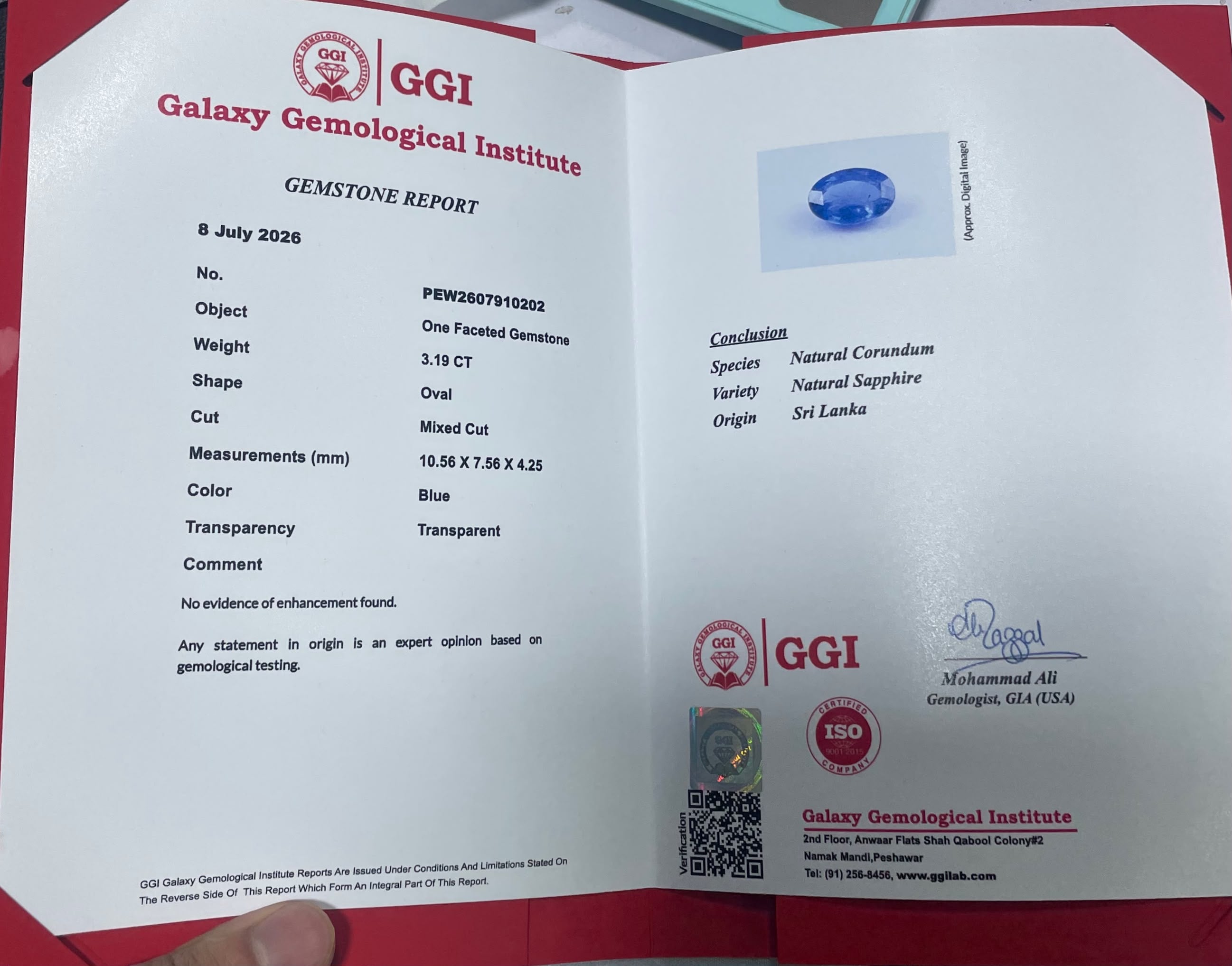 Natural Blue Sapphire 3.19CT – Oval Mixed Cut | Sri Lanka (GGI Certified)