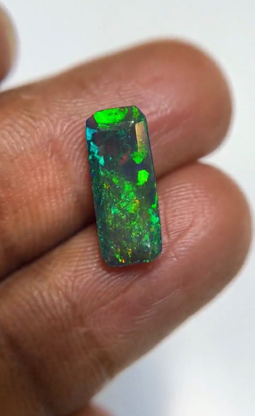 Natural Ethiopian Black Opal Faceted Cut Rectangle Loose Gemstone | Fire Opal | 14x6x4 MM | P1892