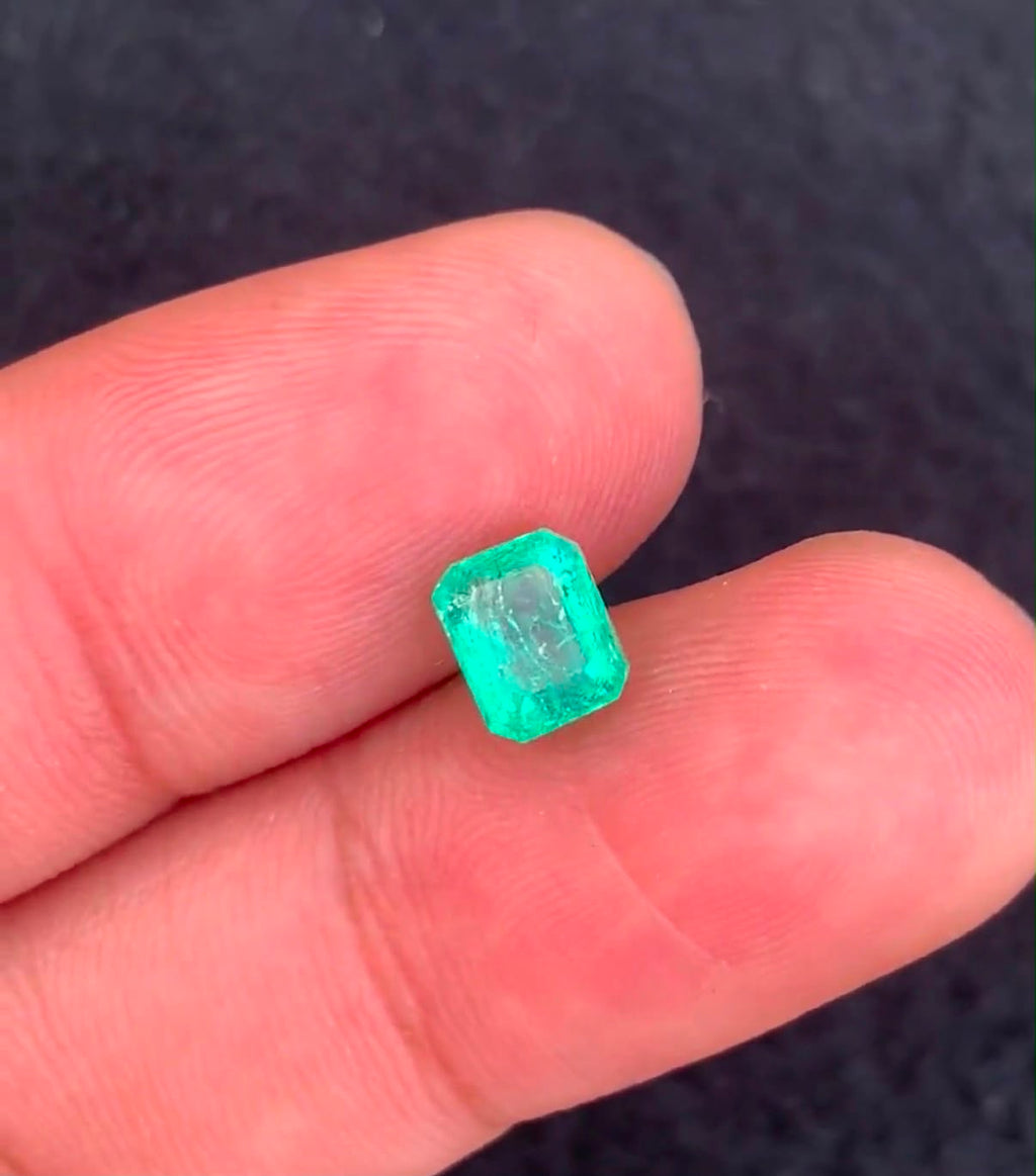 Gemstone: Natural Panjshir Emerald
Weight: 1.16 Carats
Cut: Emerald Cut
Dimensions: 6.34 × 5.06 × 4.71 mm
Origin: Panjshir Valley