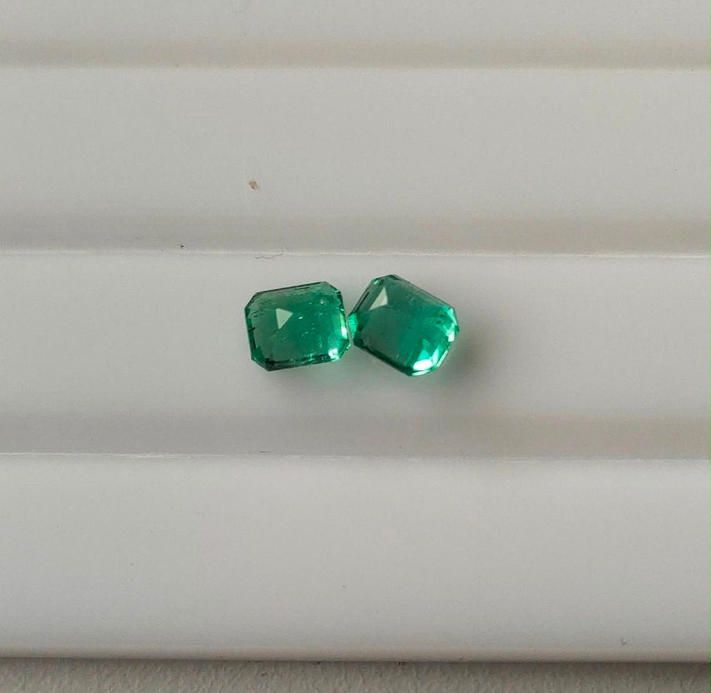 Natural Afghan Emerald Pair – Octagon Cut 1.77 Ct Each