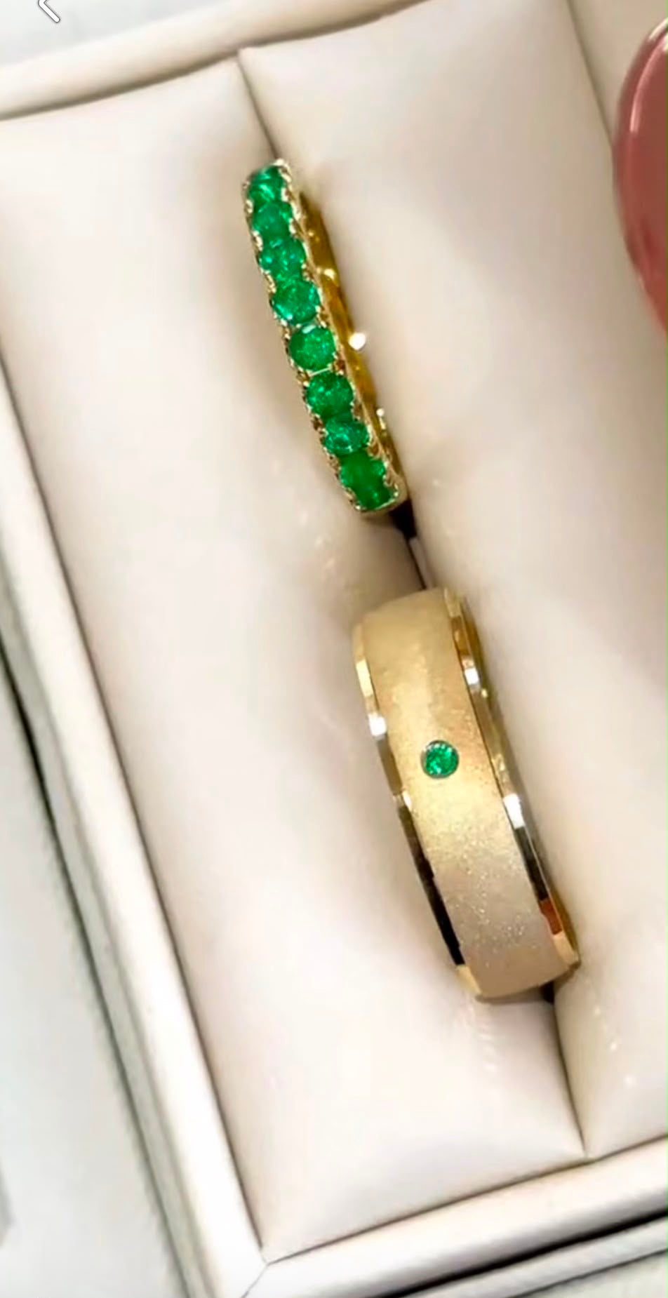 Emerald Eternity Couple Ring Set — 18K Gold & Genuine Emerald
