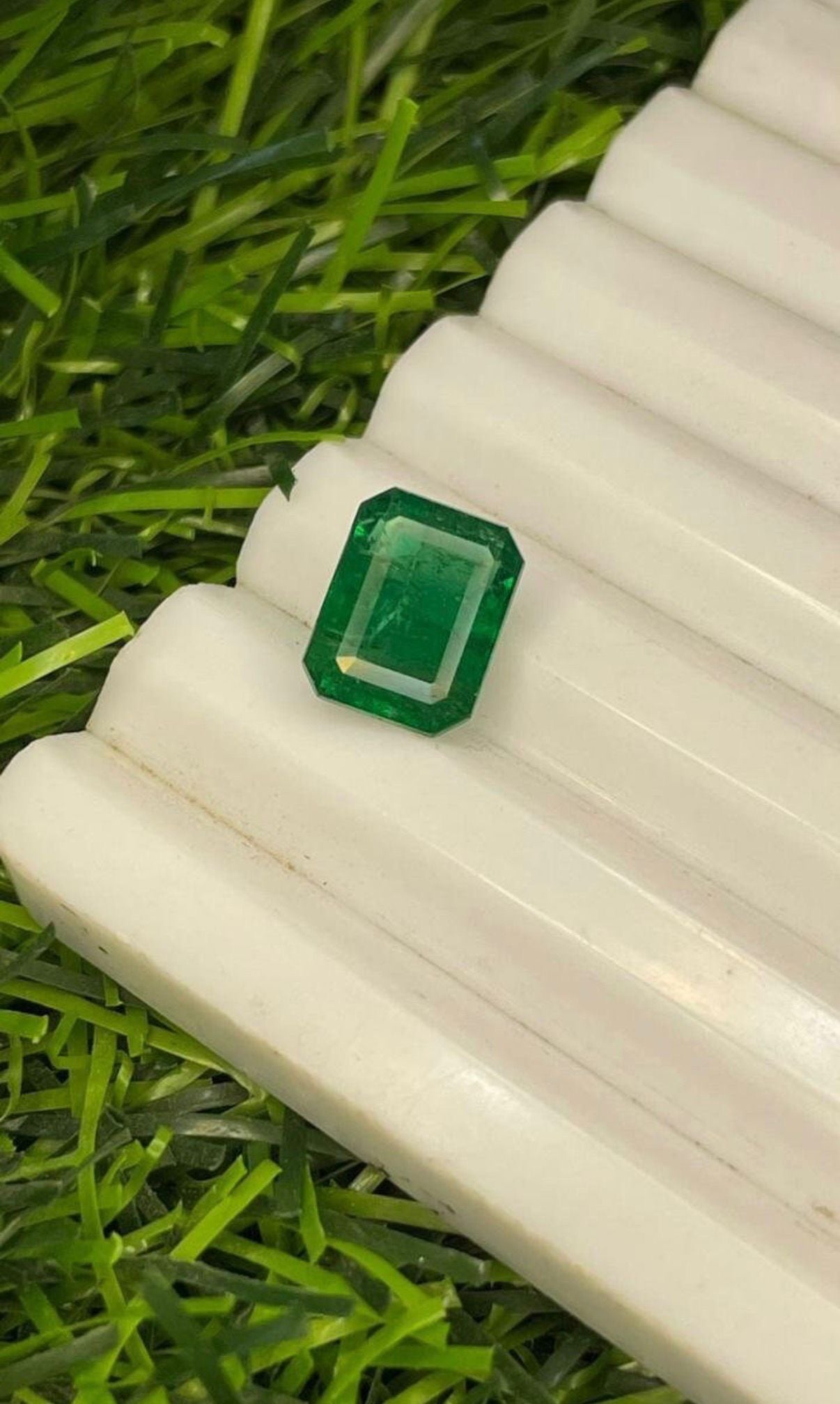 Natural zambian emerald octagon.