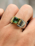 Tourmaline Ring Green tourmaline Ring Mens rings Gemstone Ring sterling silver rings