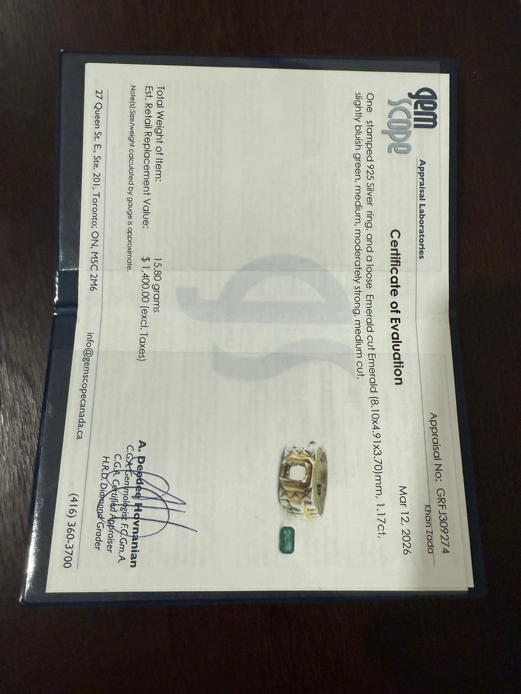 Natural Colombian Emerald ring