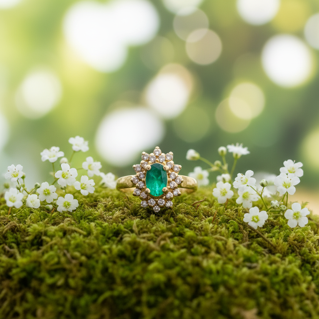 Emerald Ring – Soft Garden Setting