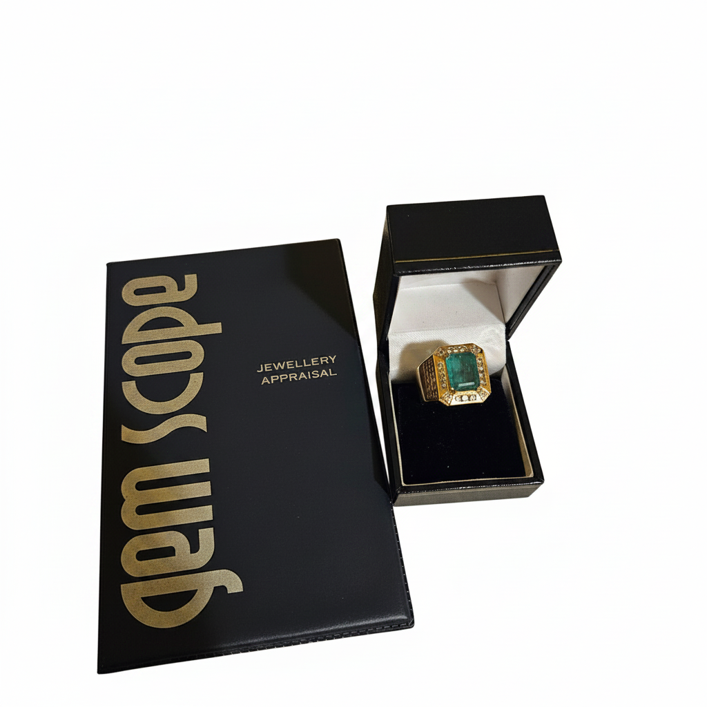 18KT Yellow Gold Emerald & Diamond Gents Ring – 2.86ct Emerald | 1.50ct Diamonds