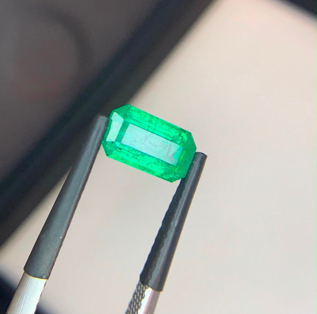 1.54 Ct Natural Afghan Emerald | Emerald Cut IGI Certified Loose Gemstone for Custom Jewelry