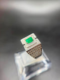 Natural Afghanistan Panjshir Emerald Ring 925 Sterling Silver and Moissanite